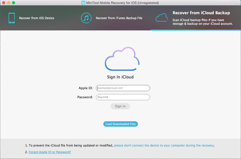 Recover from iCloud Backup File 1