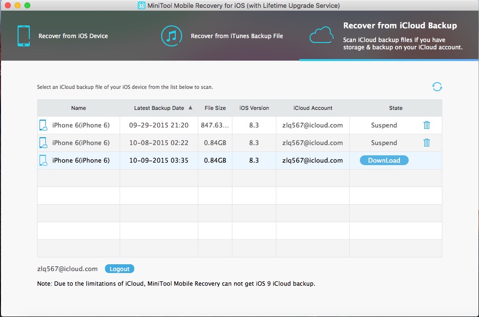 Recover from iCloud Backup File 2