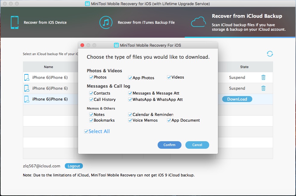 Recover from iCloud Backup File 3