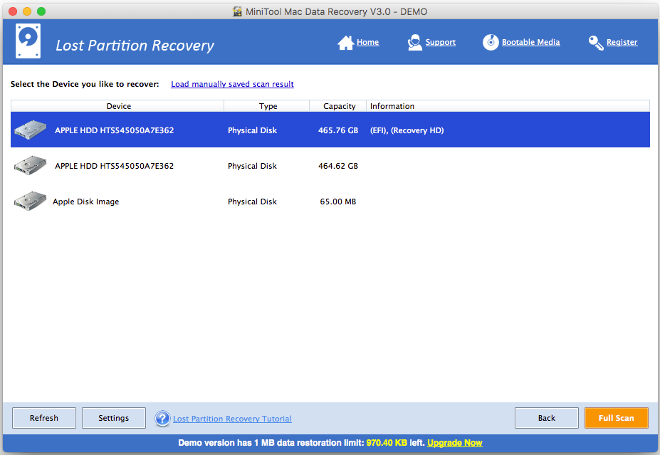 choose the target drive to scan