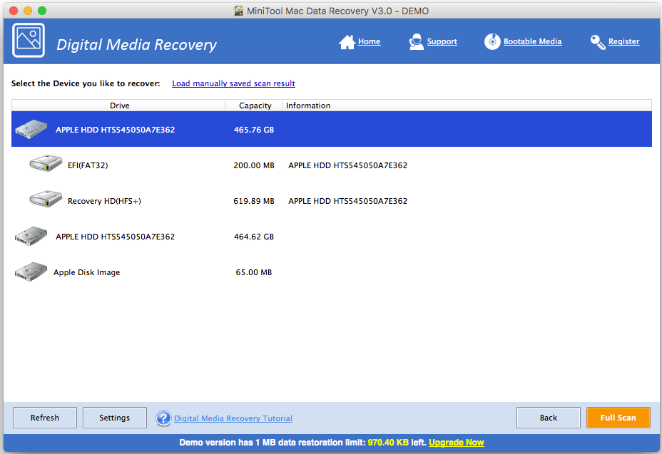 choose the target drive to scan