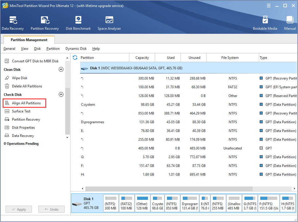 How to Align All Partitions