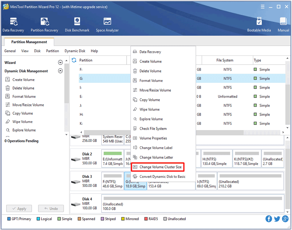 How to Change Volume Cluster Size