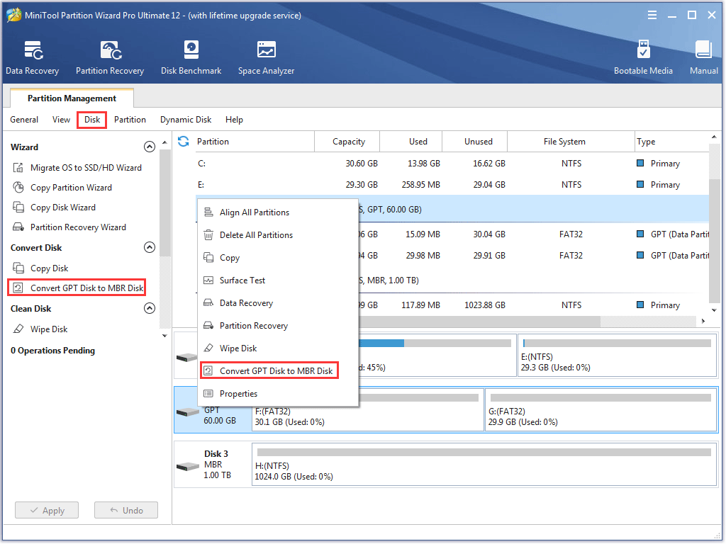 How to Convert GPT Disk to MBR Disk