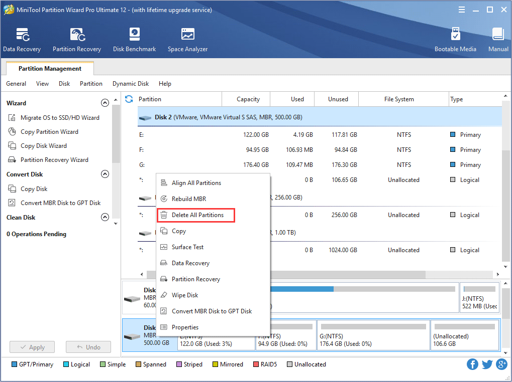 How to Delete All Partitions