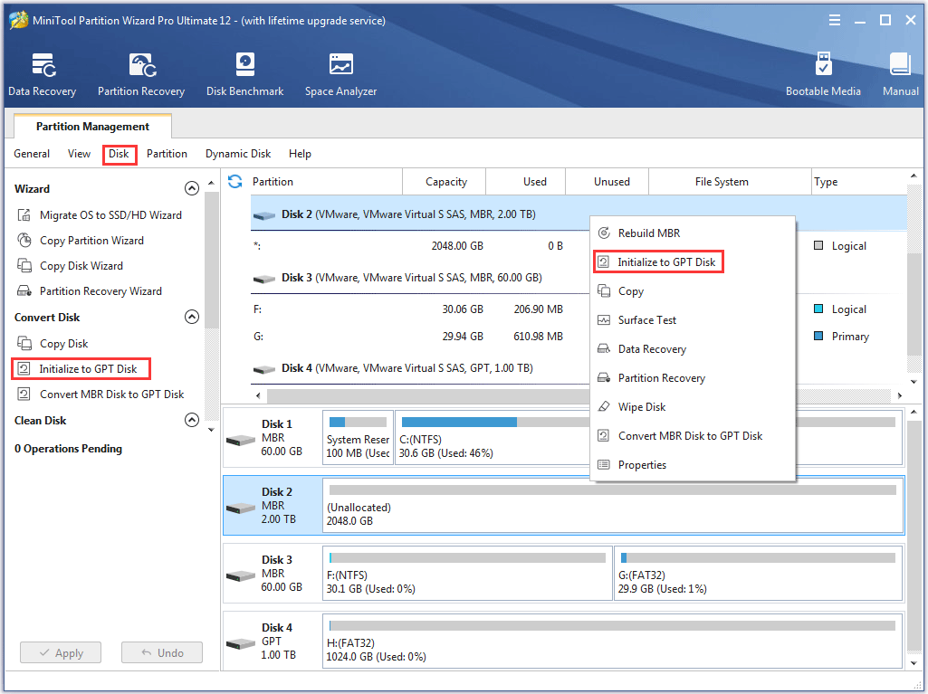 How to Initialize to GPT Disk