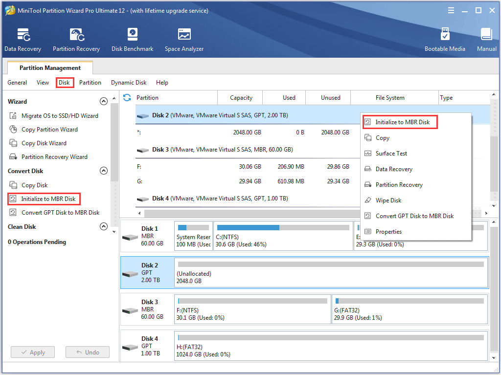 How to Initialize to MBR Disk