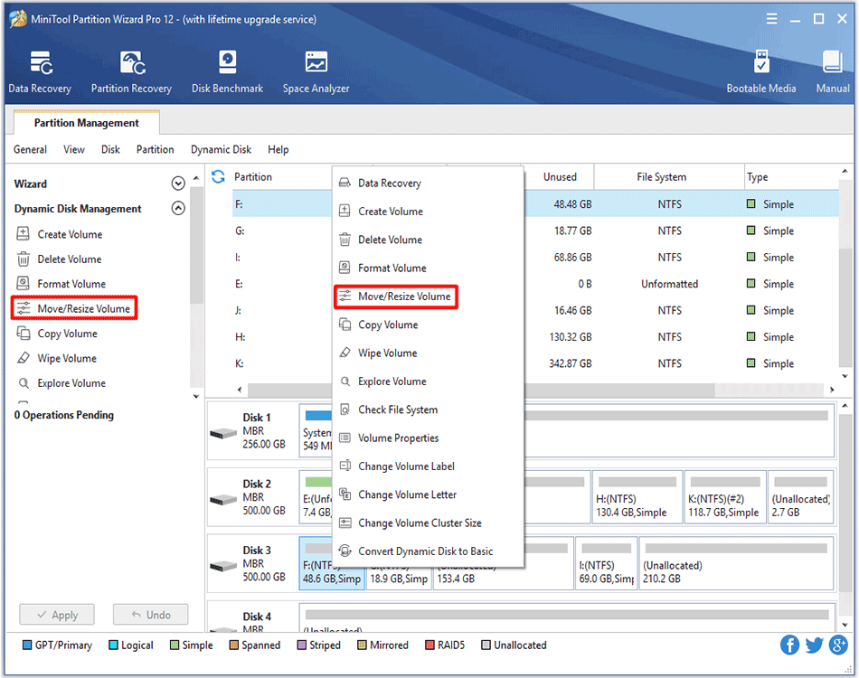 How to Move/Resize Dynamic Volume