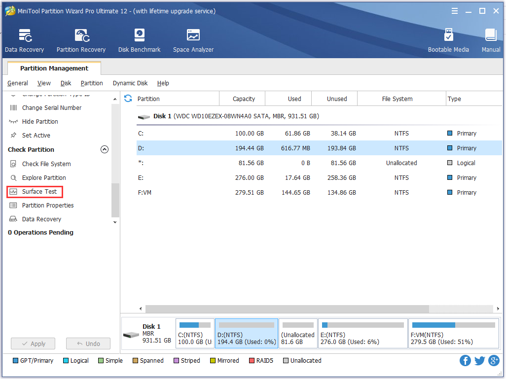 How to Make Partition Surface Test