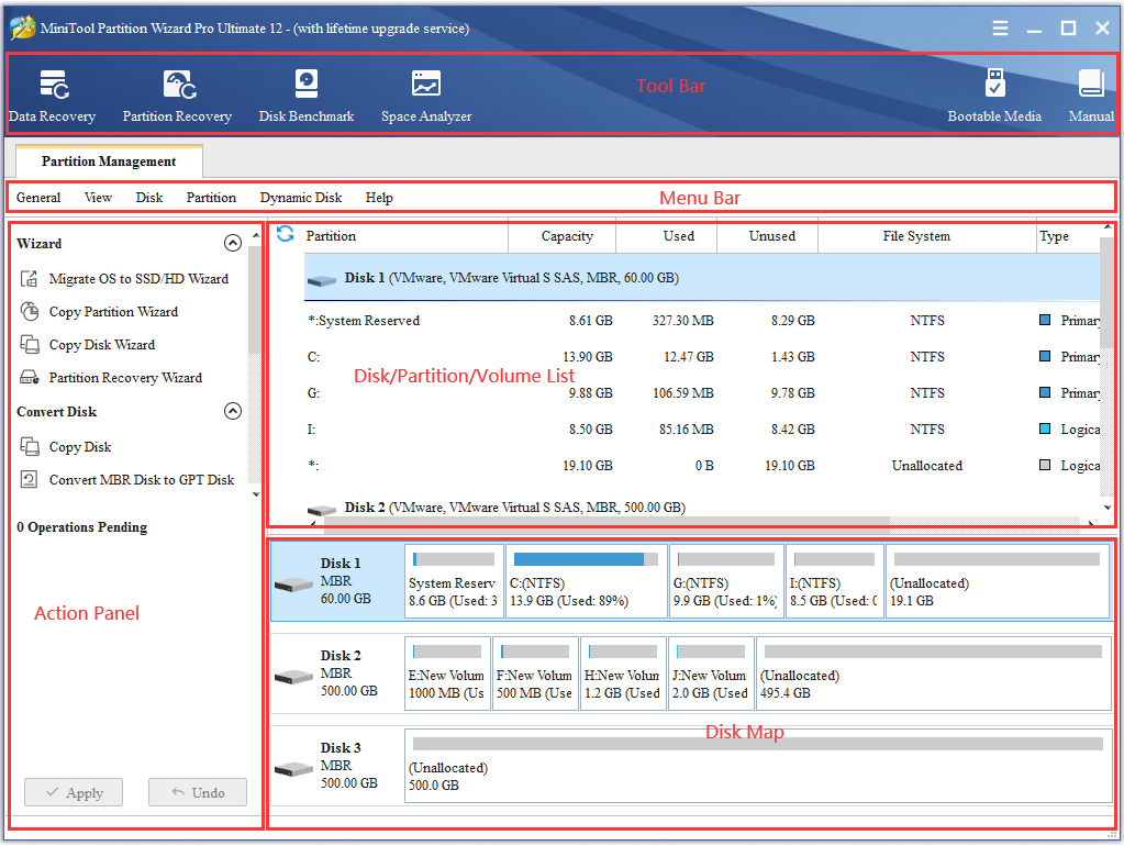 Main Window of Partition Manager