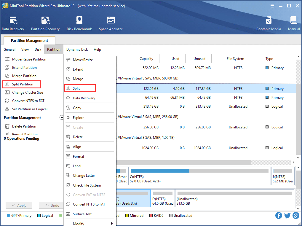 How to Split Partition