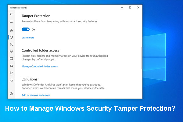 How to Manage Windows Security Tamper Protection on Windows 10?