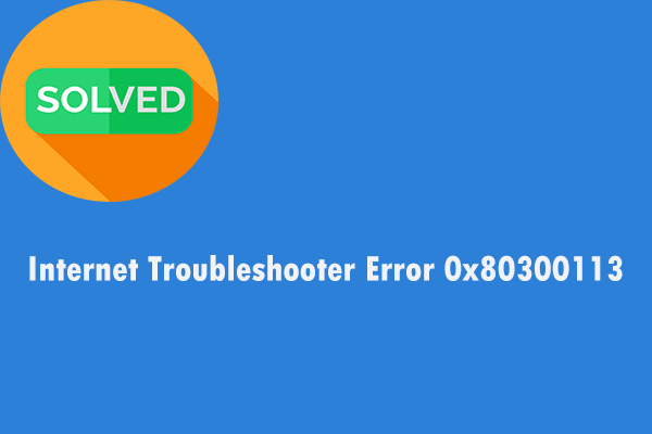 3 Methods to Fix the Internet Troubleshooter Error 0x80300113