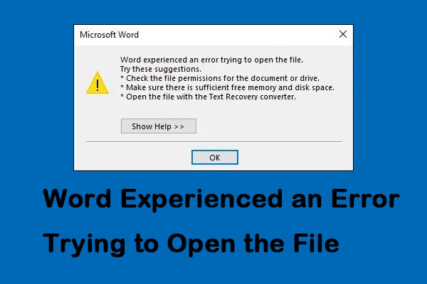 Fixes: Word Experienced an Error Trying to Open the File