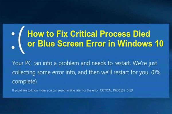 8 Soluções para corrigir o Código de Parada “Critical Process Died” no Win10