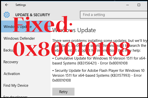 Fixed: Windows Update Error 0x80010108 on Windows 10