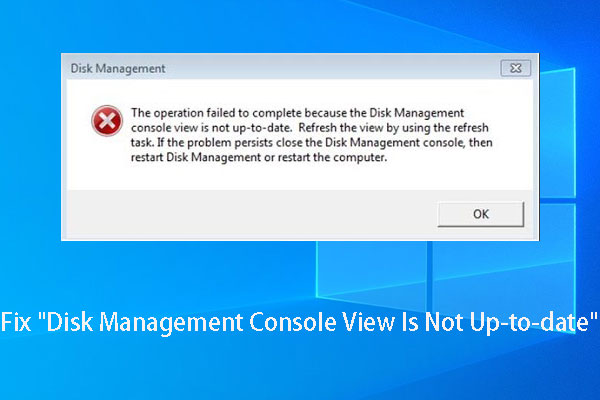 Corrigir o erro “A exibição do console de gerenciamento de disco não está atualizado”