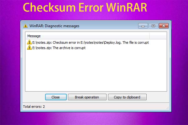 6 solutions pour supprimer l’erreur de somme de contrôle dans WinRAR [Nouvelle mise à jour]