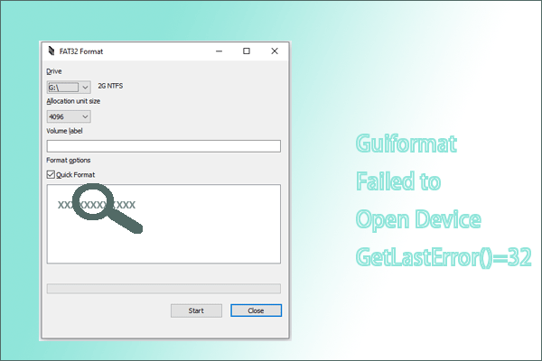 Comment corriger le problème Guiformat a échoué à ouvrir le périphérique GetLastError()=32