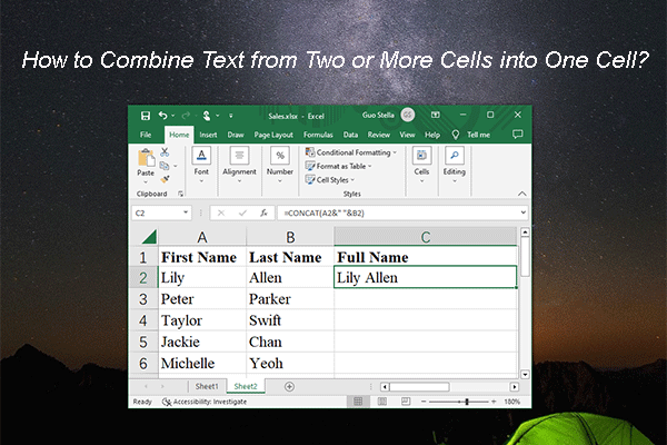 How to Combine Text from Two or More Cells into One Cell?