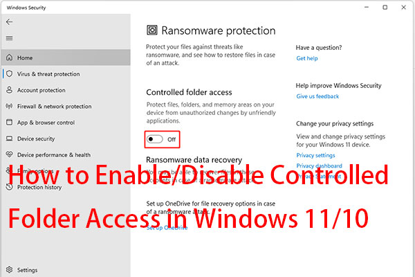 How to Enable/Disable Controlled Folder Access in Windows 11/10