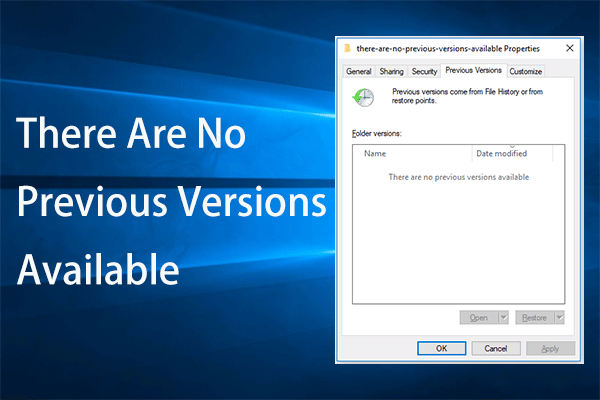 Fix There Are No Previous Versions Available & Recover Data