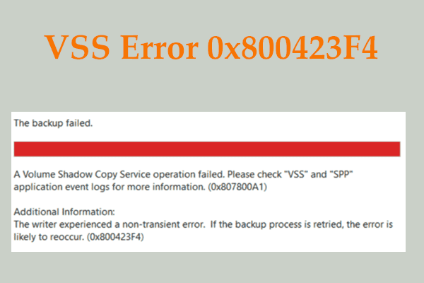 Backup Failed with VSS Error 0x800423F4? Fix It in 5 Ways Here!