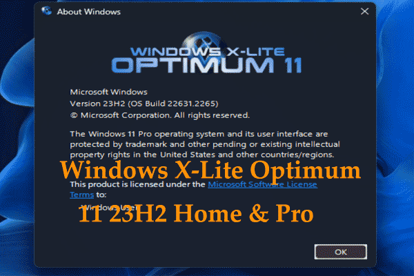 Windows X-Lite Optimum 11 23H2 Home & Pro Download/Install