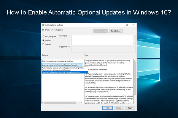 How to Enable Automatic Optional Updates in Windows 10?