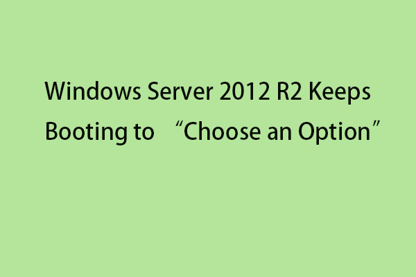 Windows Server 2012 R2 Keeps Booting to “Choose an Option”