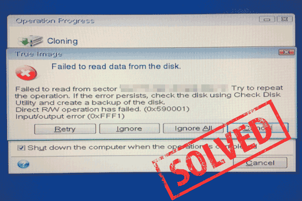 Acronis Clone Failed to Read Data from the Disk: Run Alternative