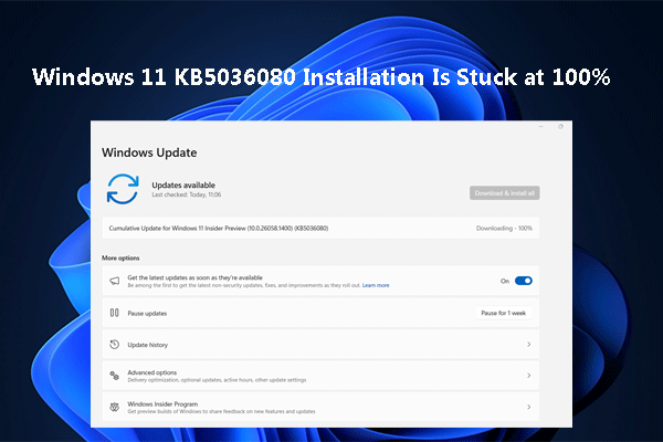 Try These Ways if Windows 11 KB5036080 Installation Is Stuck at 100%