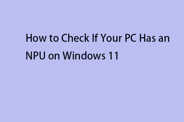 Guide – How to Check If Your PC Has an NPU on Windows 11?