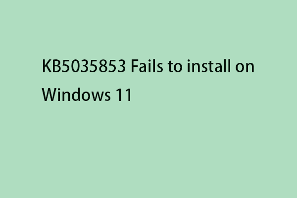 How to Fix KB5035853 Fails to Install on Windows 11?