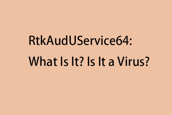 RtkAudUService64: What Is It? Is It a Virus? How to Check It?