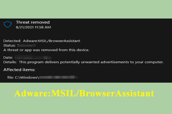 How to Remove Adware:MSIL/BrowserAssistant on Windows 10/11?