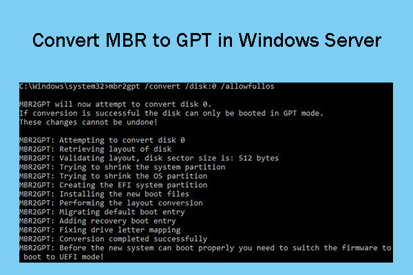 How to Convert MBR to GPT in Windows Server 2022/2019/2016/2012