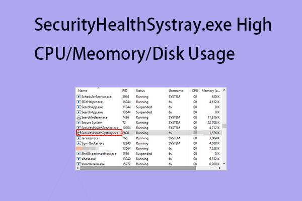 SecurityHealthSystray.exe High CPU/Meomory/Disk Usage