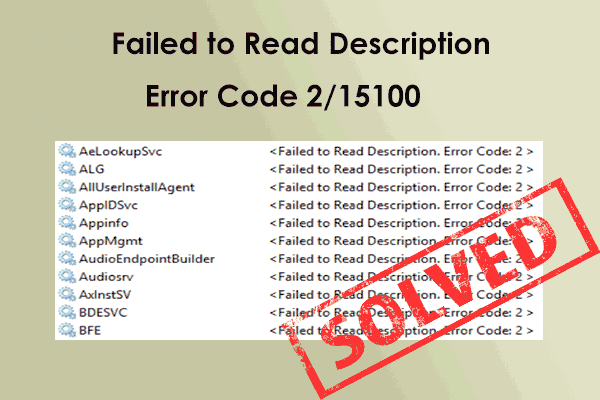 Fixes for Failed to Read Description Error Code 2 or 15100